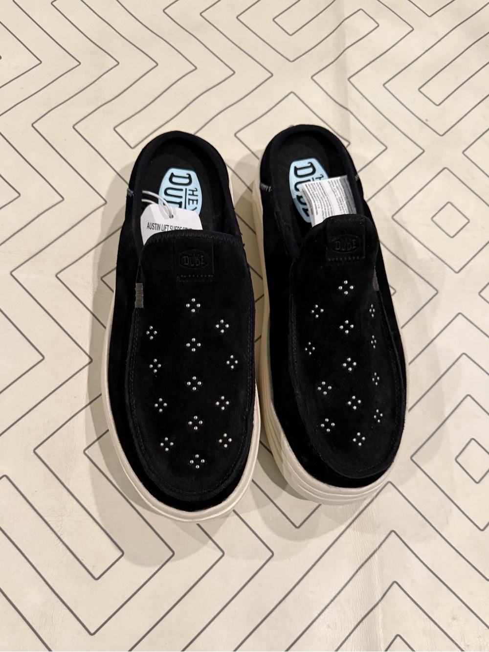 NWT Hey Dude Austin Lift Suede Stud Slip Ons - Picture 2 of 15